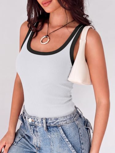 Image of ANRABESS Womens Square Neck Ribbed Tank Tops 2026 Summer Sleeveless Shirts