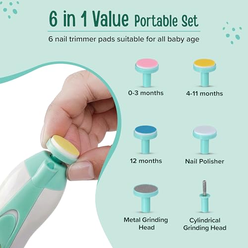 Image of LuvLap Electric Nail Trimmer for Baby & Mother with Light, Electric Baby Nail Cutter with Multiple Filer Heads Adjustment, Safe Grooming Kit with 6 Filer Heads with Speed Control, Nail Trimmer for New Born