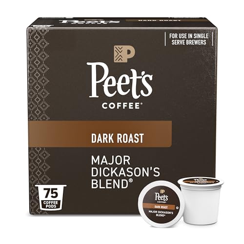 Peet's Coffee, Dark Roast Keurig K-Cup Pods - Major Dickason's Blend 75 Count (1 Box of 75 K-Cup Pods)