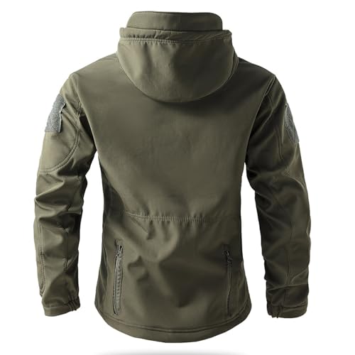 Image of Men's Camouflage Jacket Full-Zip Waterproof Fleece Lined Winter Coats Hooded Military Windbreaker Jackets with Pocket