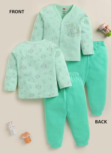 Image of LuvLap Baby Boys & Girls Regular Fit 100% Cotton Half Sleeves Jhabla & Shorts Set Pack of 2