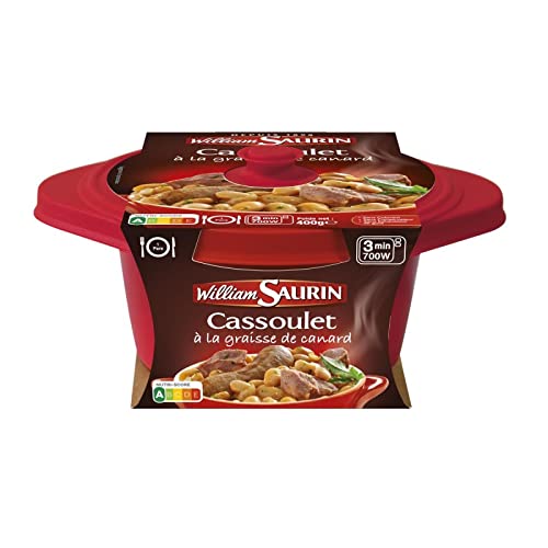 WILLIAM SAURIN Cassoulet De Porc À La Graisse D'Oie En Cocotte - 400G de Pur Délice Français pour les Gourmands Exigeants! - Lot De 3 - Vendu Par Lot