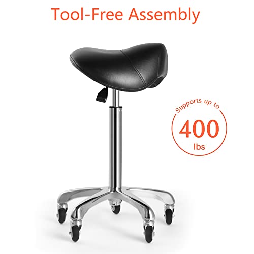 Saddle Stool Chair-Ergonomic Saddle Stoolrolling Spa Salon, Massage, And Medical Office Chair With Swivel Wheels ,Black #TOP3