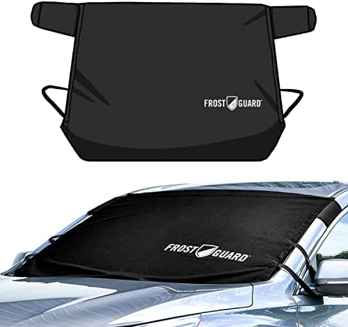 FrostGuard Glove | Car Windshield Cover for Ice and Snow - Standard Size, Fits Sedans and Compact Cars - Features Elastic Loops, Security Panels + Storage Pouch - Black, Measures 59 x 41 Inches