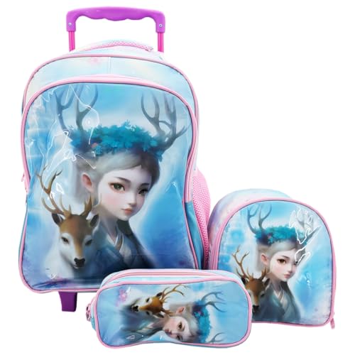 Kit Mochila Lancheira e Estojo Infantil com Rodinhas (Frozen)