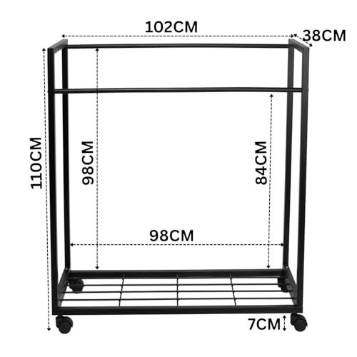 Image of DIVYA Heavy-Duty Metal Garment Rack with Bottom Storage Shelf Freestanding Clothes Stand for Bedroom, Entryway, Living Room Black