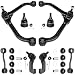 Front Upper Control Arm w/Ball Joints, Lower Ball Joints, Sway Bar Links & Outer Tie Rods 8pc Kit for 2005 2006 2007 Jeep Liberty