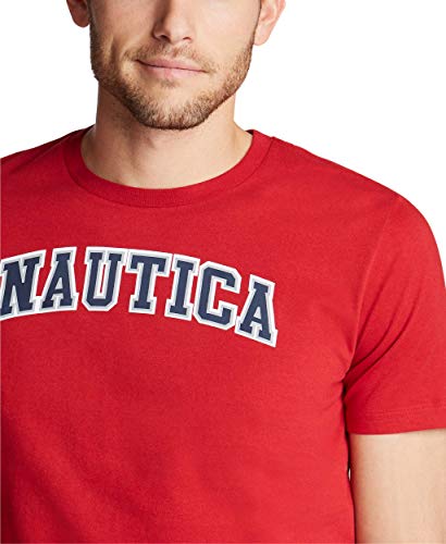 Nautica mens Short Sleeve 100% Cotton Classic Logo-series Graphic-tee T Shirt, Nautica Red/Red, XX-Large US3