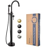 Free Standing Tub Faucet, Wintap Classic Freestanding Bathtub Faucet with Sprayer Brass Elegant Floor Mount Bath Faucets High Flow Roman Tub Filler, Oil Rubbed Bronze （WT-3311ORB）