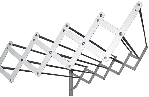 Sauvic Tendedero Extensible con fleje Acero plastificado Blanco y 10 Varillas de Aluminio de 140 cm.