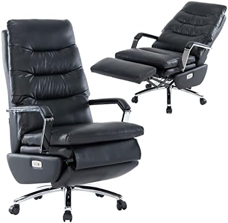HESL Electric Power Office Chair, Reclining Office Chair with Footrest, Big and Tall Office Chair with Auto-Linked Armrests, Heavy Duty Office Chair 500 lb Capacity