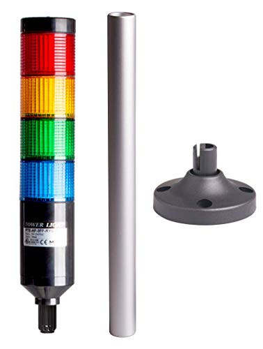 MENICS PTE-APF-4FF-RYGB-B, Tower Light Kit, 56mm Modular LED, Red/Yellow/Green/Blue Lens 4 Stacks, Steady/Flash, Black Body, 25