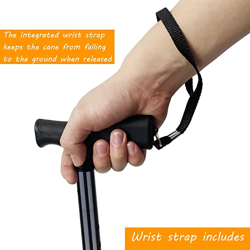 Yamthr Walking Cane Printed Folding Cane, Adjustable Walking Cane For Women, Foldable Cane, Folding Cane For Men, Canes For Seniors, Adjustable Cane, Walking Stick Supports Up To 250 Pounds (Black) #TOP3