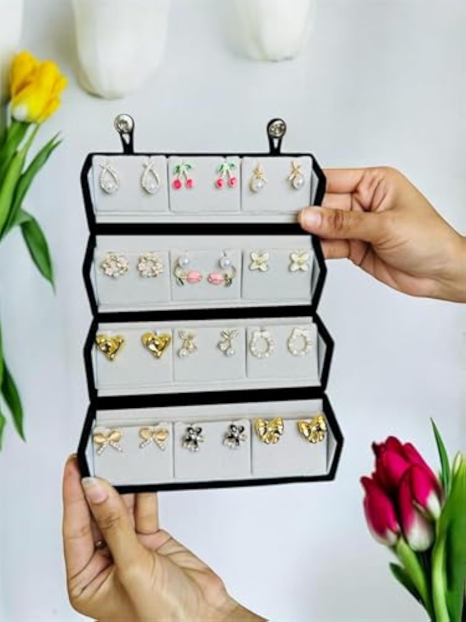 Women's Gold Plated Korean Stud Earrings Set of 12, Gift Box