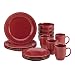 Rachael Ray Cucina 16-Piece Stoneware Dinnerware Set, Cranberry Red