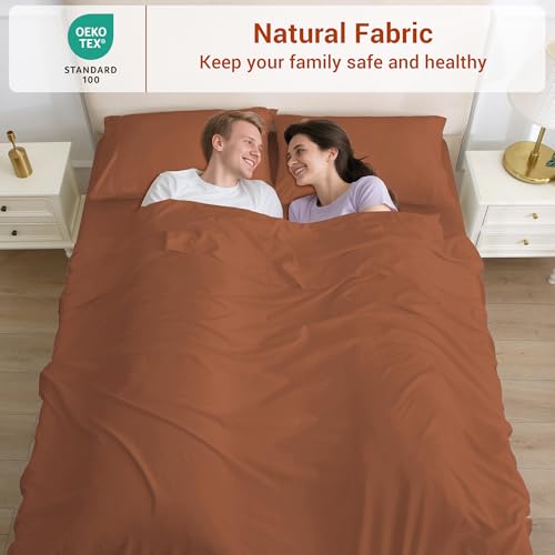 Image of Softan Microfiber Full Sheet Set with Non-Slip Straps, Burnt Orange