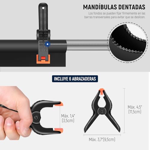 NEEWER Kit de Iluminación de Fotografía con Fondos,2,6x3m Soporte de Fondo,5700K 800W Equivalente a 24W Bombillas LED Paraguas Softbox Iluminación Continua,Equipo de Estudio Fotográfico para Vídeo - imagen 7