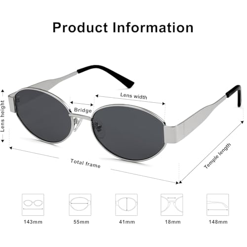 Image of HASHTAG EYEWEAR Retro Oval Sunglasses for Women | Stylish UV400 Protection Shades | Lightweight Durable Metal Frame | Trendy Vintage Oval Glares for Women | Classic & Elegant Design for All Occasions