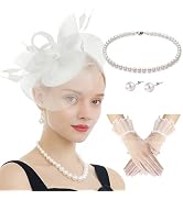 1225 Fascinators Hats With Glovess Set For Women 20s 53s Cocktail Tea Party Black Fascinator Hats for Women Pillbox Hat Set 20s 50s Top  main image 2