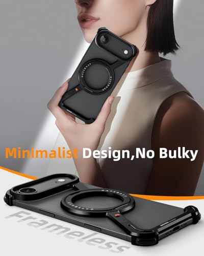 Image of Aluminum Frame Metal Bumper Compatible with iPhone 17 Pro Max | Simple Shield Air Cushion Shockproof | Edge Protection, Minimalist Slim - Black (Z-Black, iPhone 17 Air)