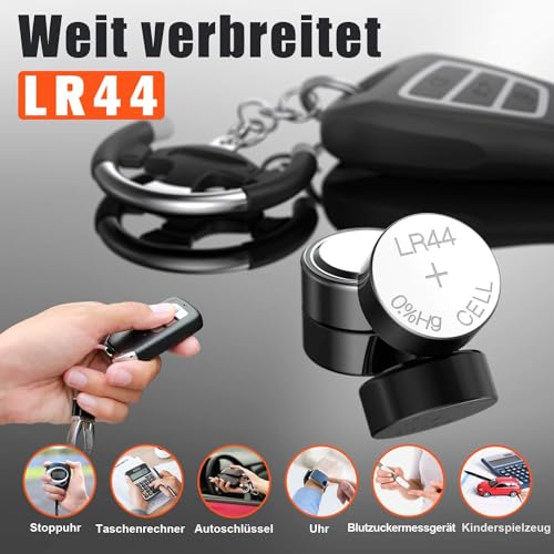 GutAkaLi 40er Pack LR44 Knopfzelle - 1.5V - Alkaline Batterie LR44 Ohne Quecksilber - (AG13 L1154F V13GA SR44 LR44H A76 LR754 357 303… – Ansicht 3