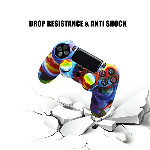 Image of Skin for Ps4 Controller, 1pc Anti-Slip Shell Cover Case with 10 Joystick Grips Silicone Cover Sticker for PlayStation 4 Controller(PS4 Controller #15)