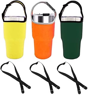 Set of 3 Tumbler 30oz Carrier Holder Pouch with Shoulder Strap, Fit for YETI, Rtic, Atlin, Ozark Trail, Rambler 30 oz Insulated Tumbler Coffee Cup, Neoprene Sleeve with Carrying Handle- 3 Colors