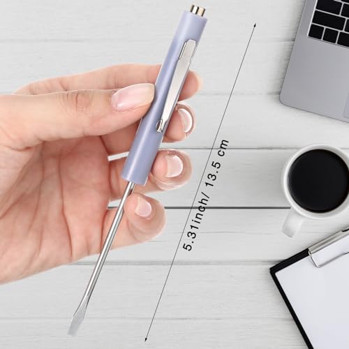 Image of Honoson 10 Pieces Pocket Screwdriver Mini Tops and Pocket Clips Magnetic Slotted Small Screw Driver with a Single Blade Head for Mechanical, Electrician(Gray)