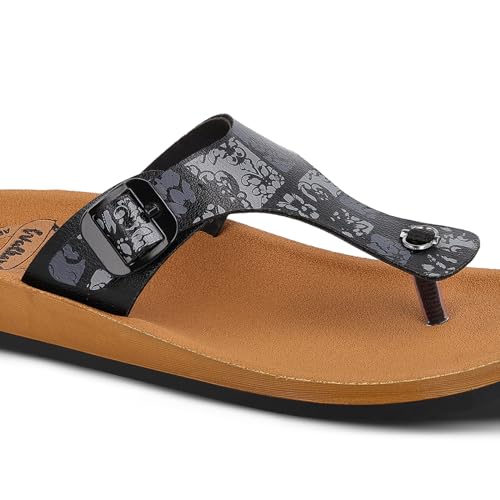 Image of WALKAROO Women'S Textured T-Strap Sandals|Soft Cushioned Footbed, Lightweight Platform PU Sole, Anti-Skid Outsole|Casual Flats,Stylish,Fashion,Travel & comfortable Sandals|WE2349