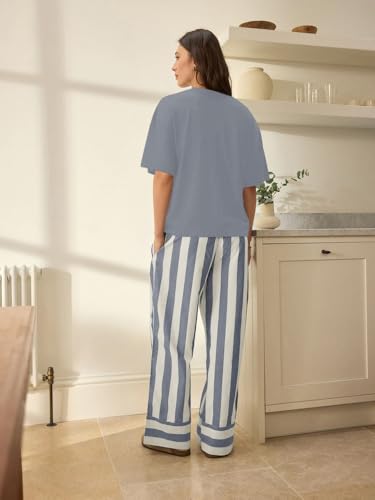 Image of Celary Women's Cotton Blend Printed Night Suit Set||Soft & Breathable Short Sleeve Top & Ethnic Print Pyjama Set||Also Available in Plus Size||Korean Night Suit||Comfortable Home Wear & Sleepwear