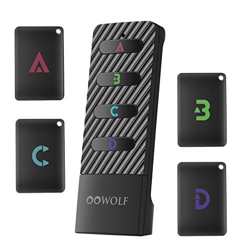 OOWOLF Key Finder, Wireless RF Item Locator Anti-Lost Alarm Item Tracker Finder Loud Beeping Sound with 4 Receivers Rechargeable for Car Keys, TV Remote, Wallet, Phone