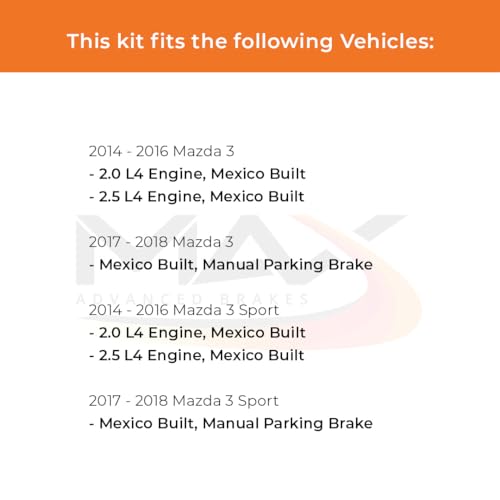 Image of MAX Advanced Brakes - Brake Kit For 2014-2016 Mazda 3 (Mexico Built), 17-18 Mazda 3 (Manual Parking Brake, Mexico Built)| Carbon Ceramic Brake and Rotor Kit Front and Rear| OE Replacement Brake Rotors