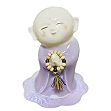 ペット仏具セット ミニ骨壷 祈り地蔵 パープル ＆ くちなし柄 仏具敷き パープル セット 美濃焼