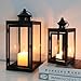 DECORKEY Large Lantern Decorative Outdoor & Indoor, Set of 2 (14’’&10’’) Metal Candle Lanterns Decor, Vintage Hanging Candle Holder for Front Porch Patio Wedding Farmhouse Home, Spring Decoration