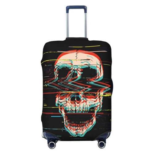 Glitch Screaming Skull Luggage Cover Protector Anti-Scratch Washable Fits 18-32 Inch Luggage-X-Large