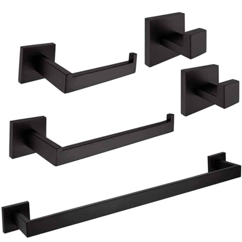 Porte-rouleau et accessoires de salle de bain noirs en inox robuste