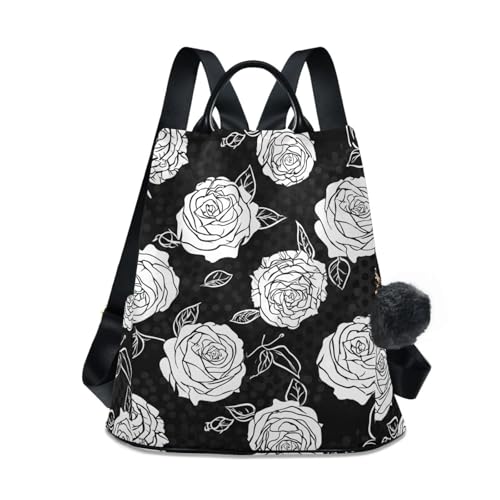 Sac à dos antivol White Roses grande capacité pour femme protégez vos affaires avec élégance