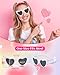 PLULON 2 Pairs Heart Sunglasses for Women, Heart Love Shaped Glasses Vintage White Sunglasses Retro Lovely Fashion Cute Sun Glasses Suitable for Bachelorette Party Favors