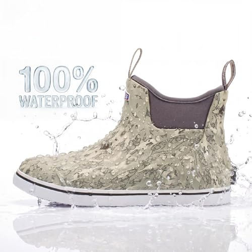 Image of SUREWAY Men's Deck Boots Professional Non-Slip Fishing & Ankle Boating Boot Waterproof Rain Boots, Lightweight Neoprene Rubber Deck Boots