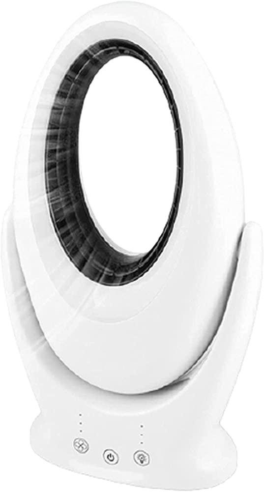 Bezłopatkowy wentylator wieżowy z podświetleniem LED w 7 kolorach Przenośny wentylator 3 prędkości Wydajny wentylator biurkowy Ładowanie przez USB Łatwe czyszczenie do sypialni, salonu, kuchni,