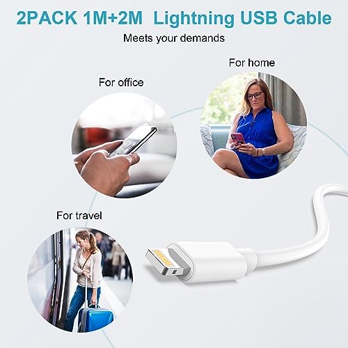 Kabel USB C Lightning [1M+2M 2 sztuki], Certyfikat MFi Kabel do Ładowania iPhone'a Kabel USB C do Lightning, Kabel Szybkiego Ładowania Kabel USB C Lightning do Apple iPhone 14 Pro Max/13/12/11/Mini/XS