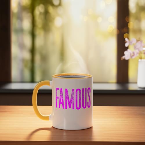 Taza cerámica 11 onzas amarillo y blanco miniatura 3