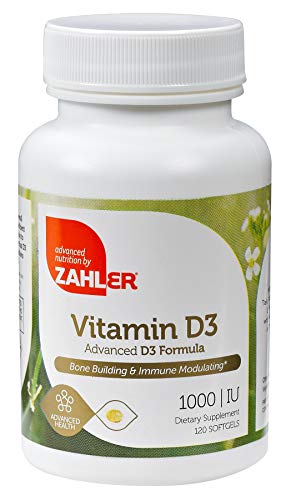 Zahler Vitamin D3 1,000IU, Vitamin D Supporting Bone Muscle Teeth and Immune System, Certified Kosher, 120 Softgels