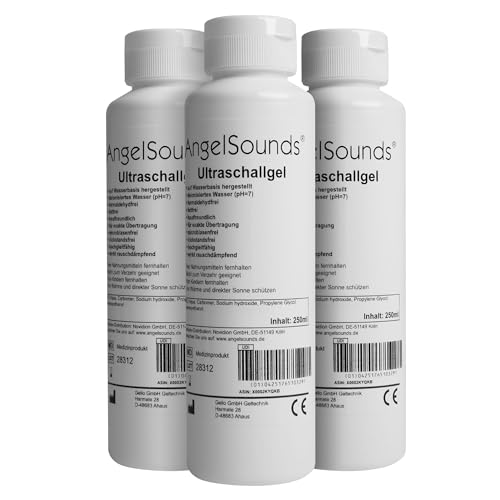 AngelSounds gel de ultrasonidos 750ml (3 x 250 ml) - Gel de transmisión Doppler fetal - Gel de sonografía para aparatos de ultrasonidos - Gel de contacto