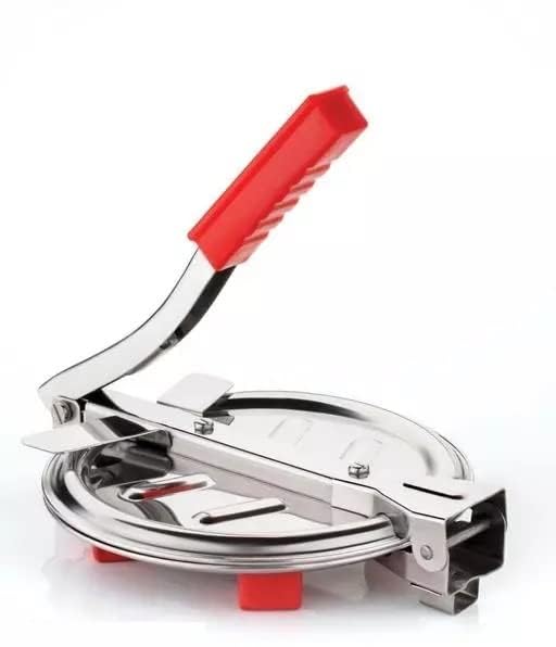 Rudra-Enterprise..Stainless Steel 6.5 inch Dia. Puri Maker Press Machine with Handle, Manual Stainless Steel Roti Press, Papad/Khakhra/Chapati Maker (Stainless Steel, 6.5 Inch)