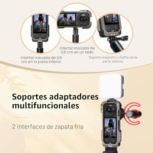 Jaula de aluminio Amazear para Insta360 X5 gris acero ultra resistente 4