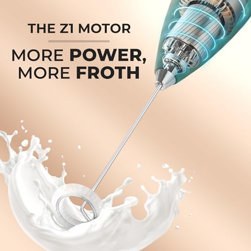Image of Mini & Mighty Milk Frother Wand - Powerful Handheld Coffee Frother, Battery Operated Drink Mixer - Compact Pocket Size - Detachable Whisk for Latte, Cappuccino, Matcha, Hot Chocolate