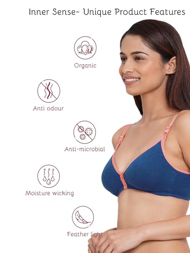Image of Inner Sense Organic Cotton Bamboo Nursing Bra for Women I High Coverage Feeding Bra with Lace Detailing on Neckline I Non Padded Maternity Wear with Wirefree Design