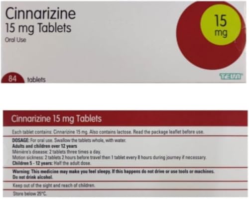 Travel Sickness & Inner Ear Relief Tablets (15 mg) – Helps with Motion Sickness, Dizziness, Vertigo & Ringing in The Ears – Pack of 84