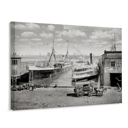 Pier Near Wall Street VintageWall Art, Wall Delor, Poster Print Suitable for Classroom Bedroom...